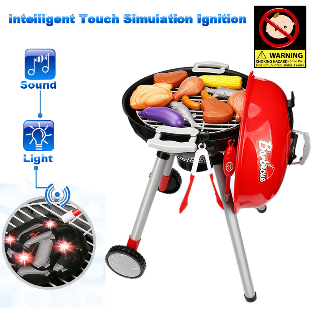 NNEDSZ Kids BBQ Pretend Play Cooking Set Sausages Utensils Barbecue Grill Toy Cooker