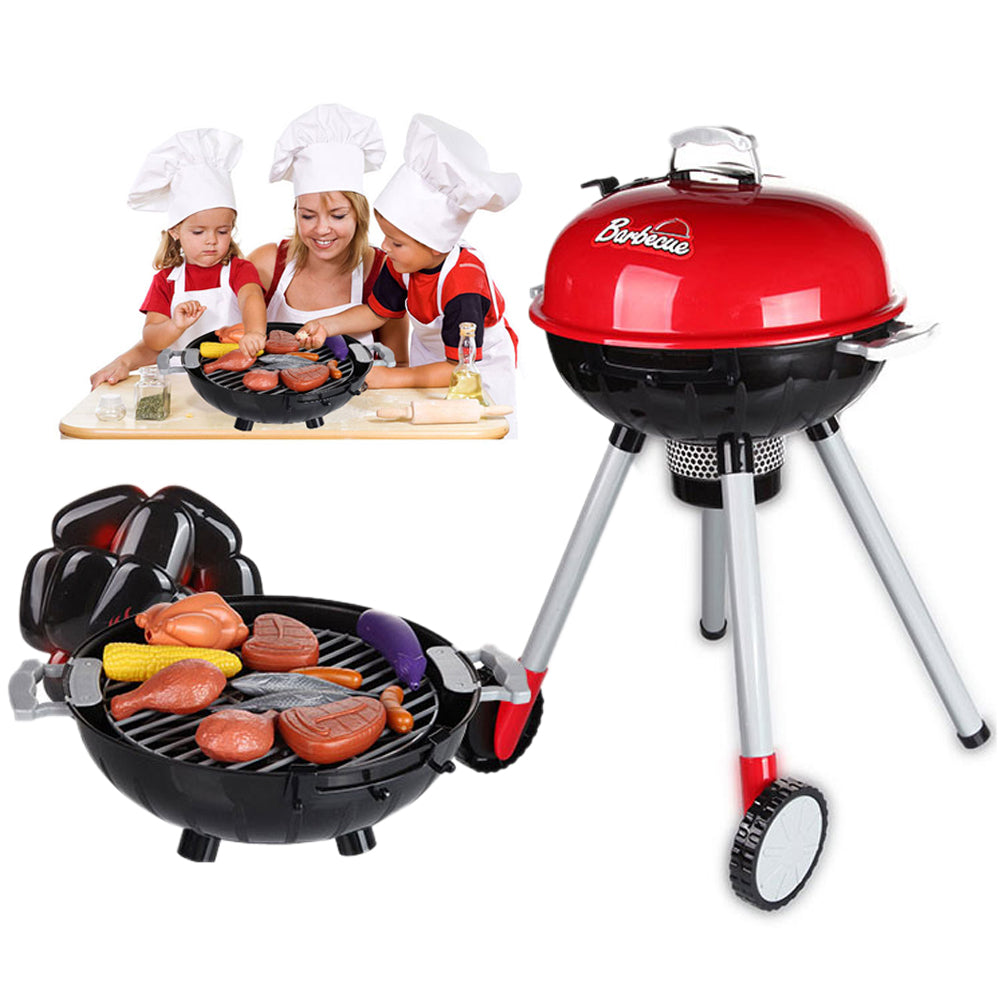 NNEDSZ Kids BBQ Pretend Play Cooking Set Sausages Utensils Barbecue Grill Toy Cooker