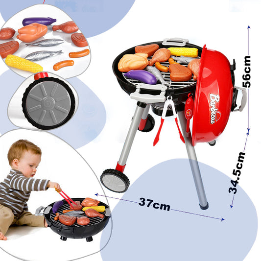NNEDSZ Kids BBQ Pretend Play Cooking Set Sausages Utensils Barbecue Grill Toy Cooker
